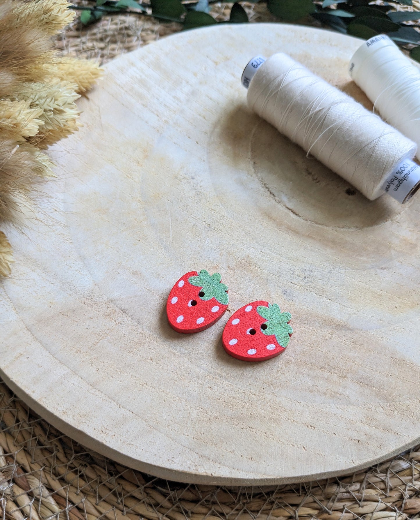 Knöpfe Erdbeeren, 2 Stück