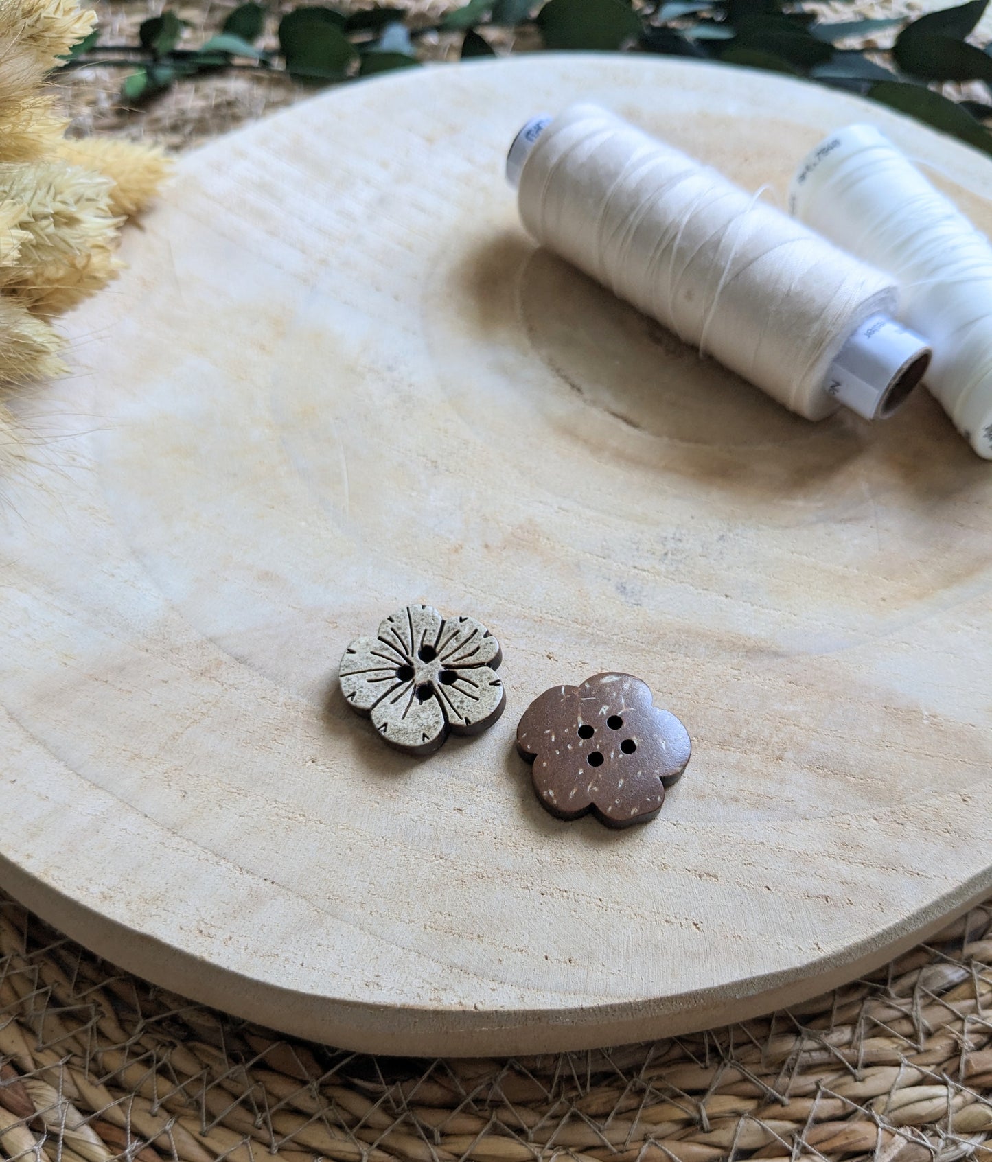 Kokosknöpfe Blume, 2 Stück
