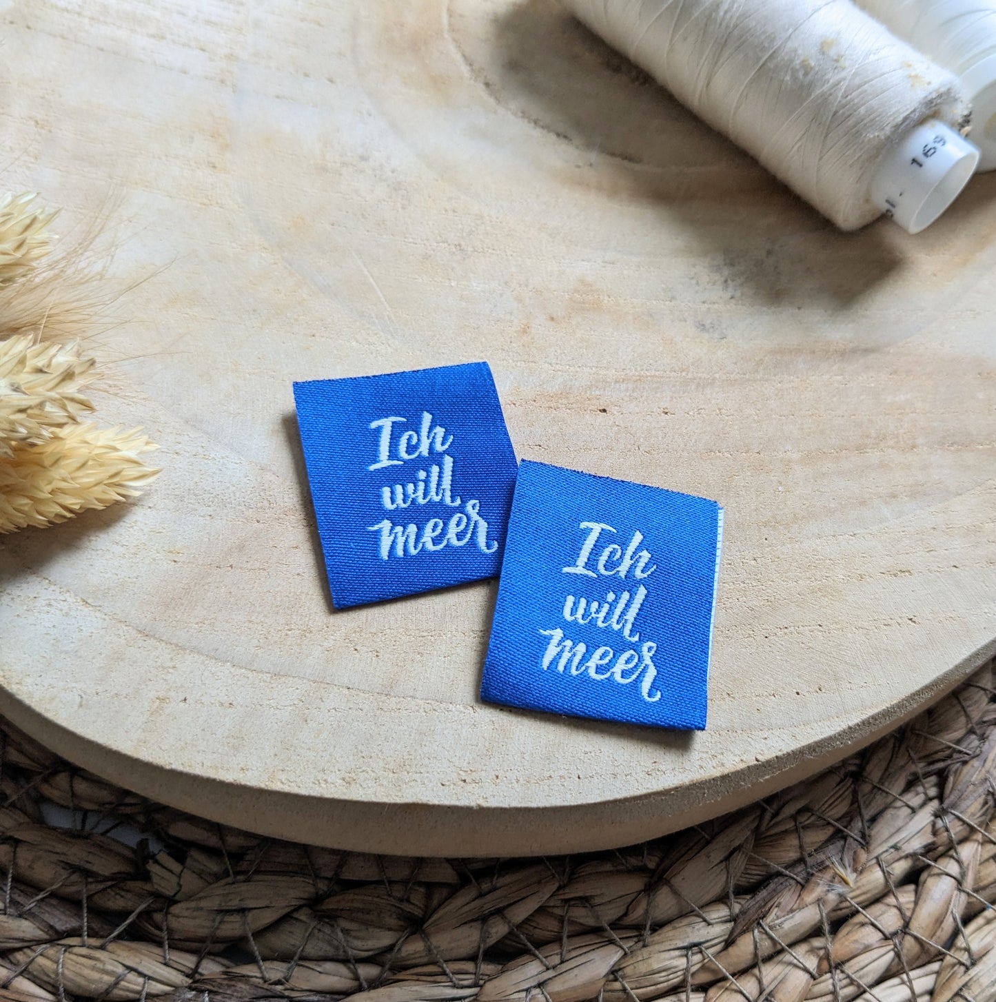 Weblabel ich will Meer weiß oder blau, 2 Stück