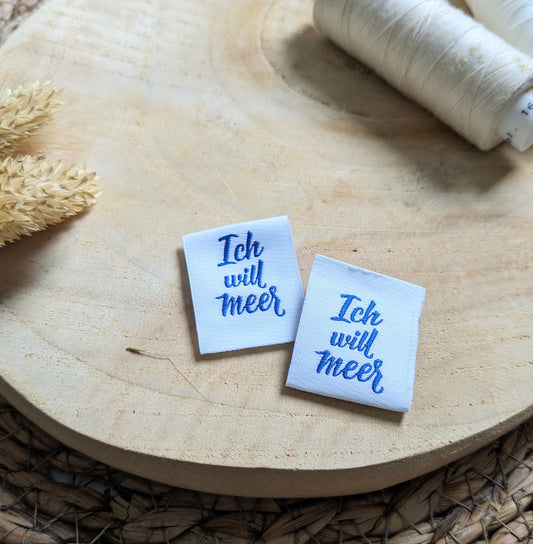 Weblabel ich will Meer weiß oder blau, 2 Stück