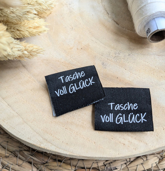 Weblabel Tasche voll Glück, 2 Stück